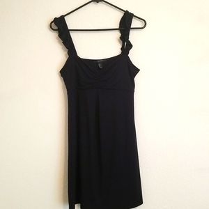 Forever21 black mini dress w. ruffle straps size Large